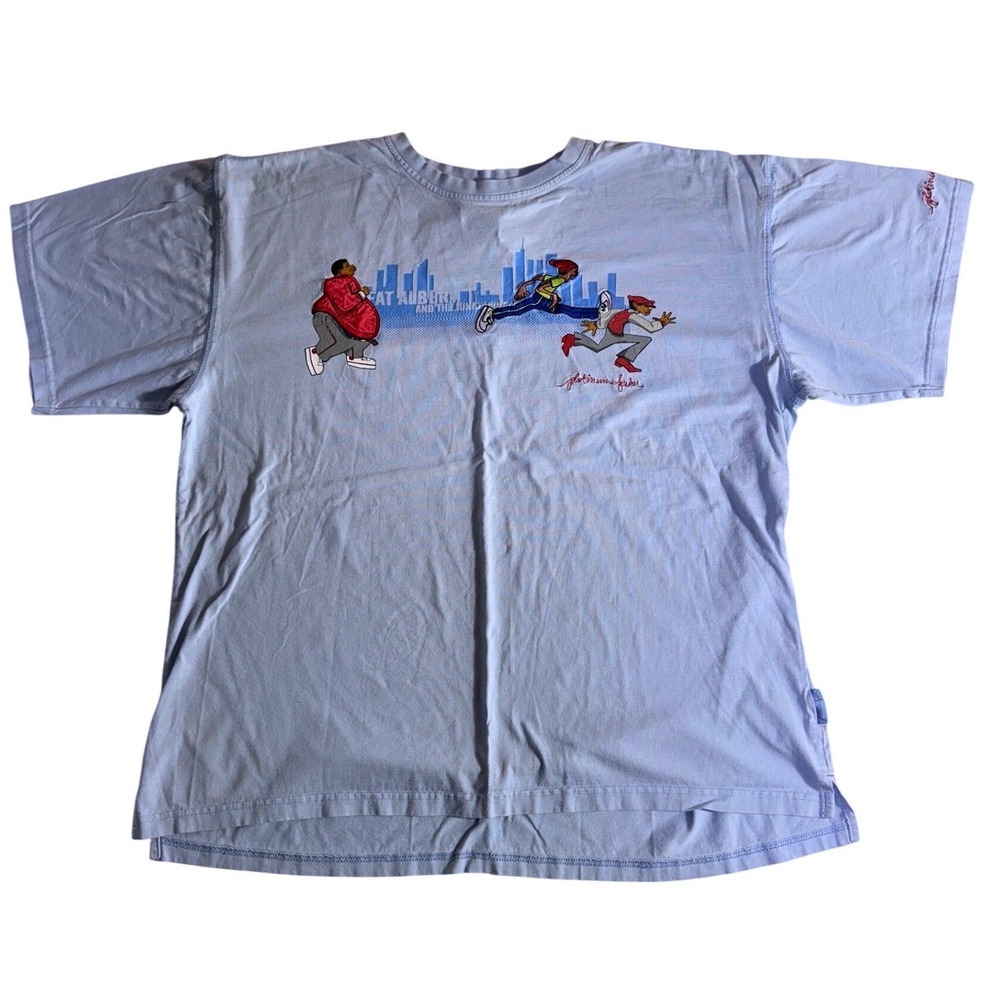 Vintage Platinum FUBU Fat Albert Graphic T-Shirt XL Blue 90s Hip Hop Tee-1059